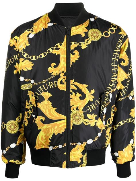 versace jeans couture big logo jacket fit|Versace printed jeans.